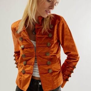 Free People Velvet Military Jacket L